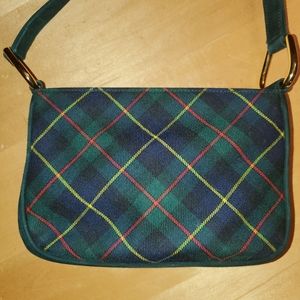 Escada Green Plaid and Suede Small Shoulder Bag